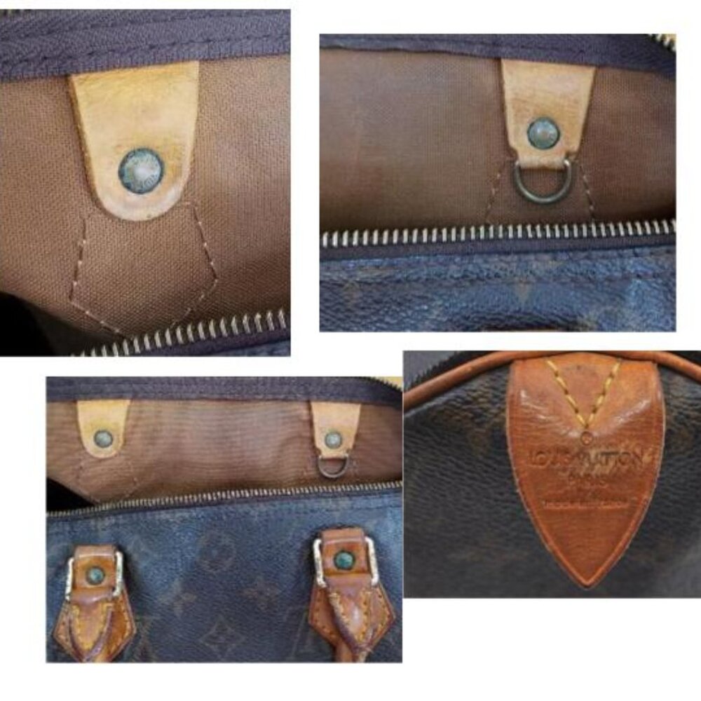 SALE! Vintage Louis Vuitton Speedy 30 Monogram Logo Satchel Bag Brown FREE Liner - Picture 15 of 16